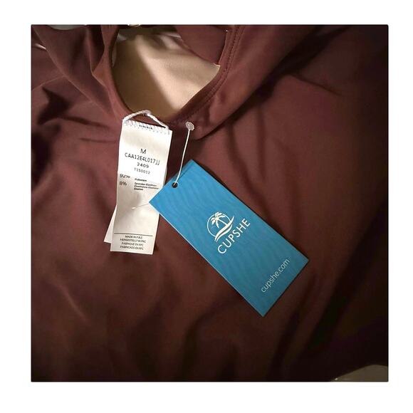 NEW Cupshe SWIMSUIT Women's MED Brown Square Neck Petal Cutout One PC Swimsuit - Picture 7 of 12